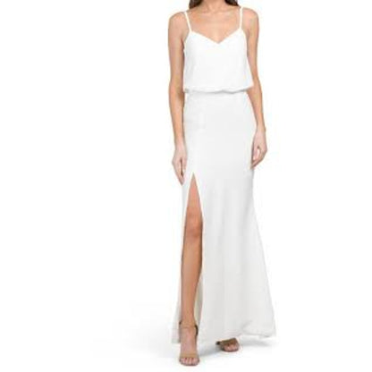Dress the Population Gracelyn Blouson Jersey Gown XL White Formal Sleeveless NEW