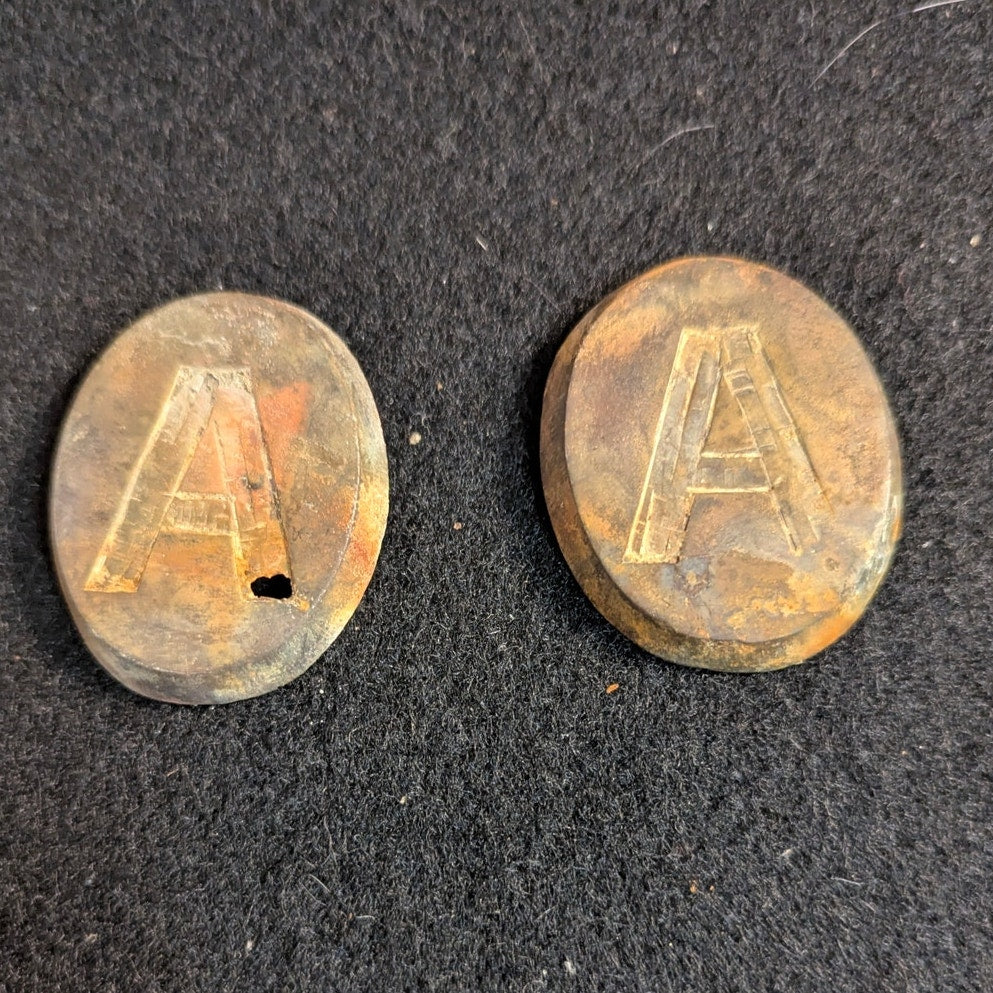 Civil War Artillery Horse Harness Lot Stamped "A" Bridle Rosettes Teamster Plate
