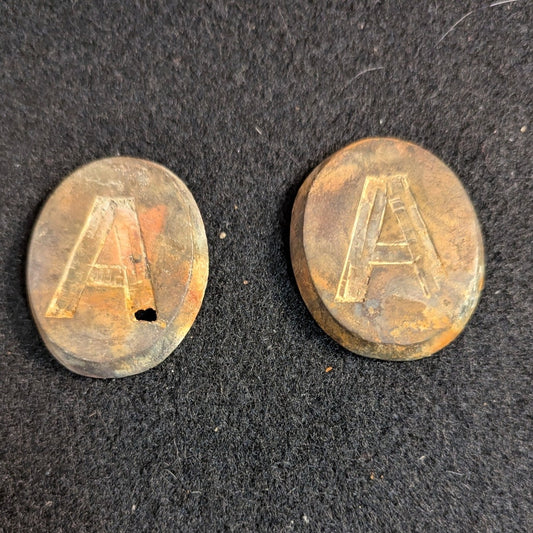 Civil War Artillery Horse Harness Lot Stamped "A" Bridle Rosettes Teamster Plate