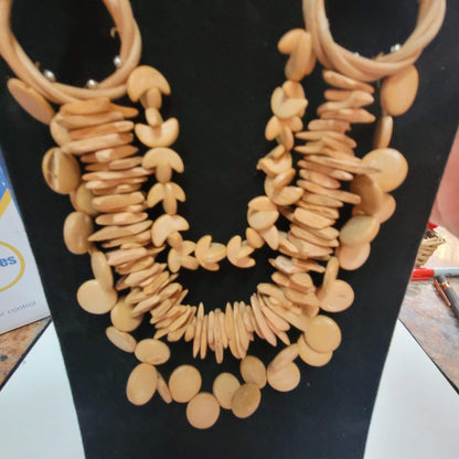 Multi Strand Necklace Wood Seed statement jewelry layering