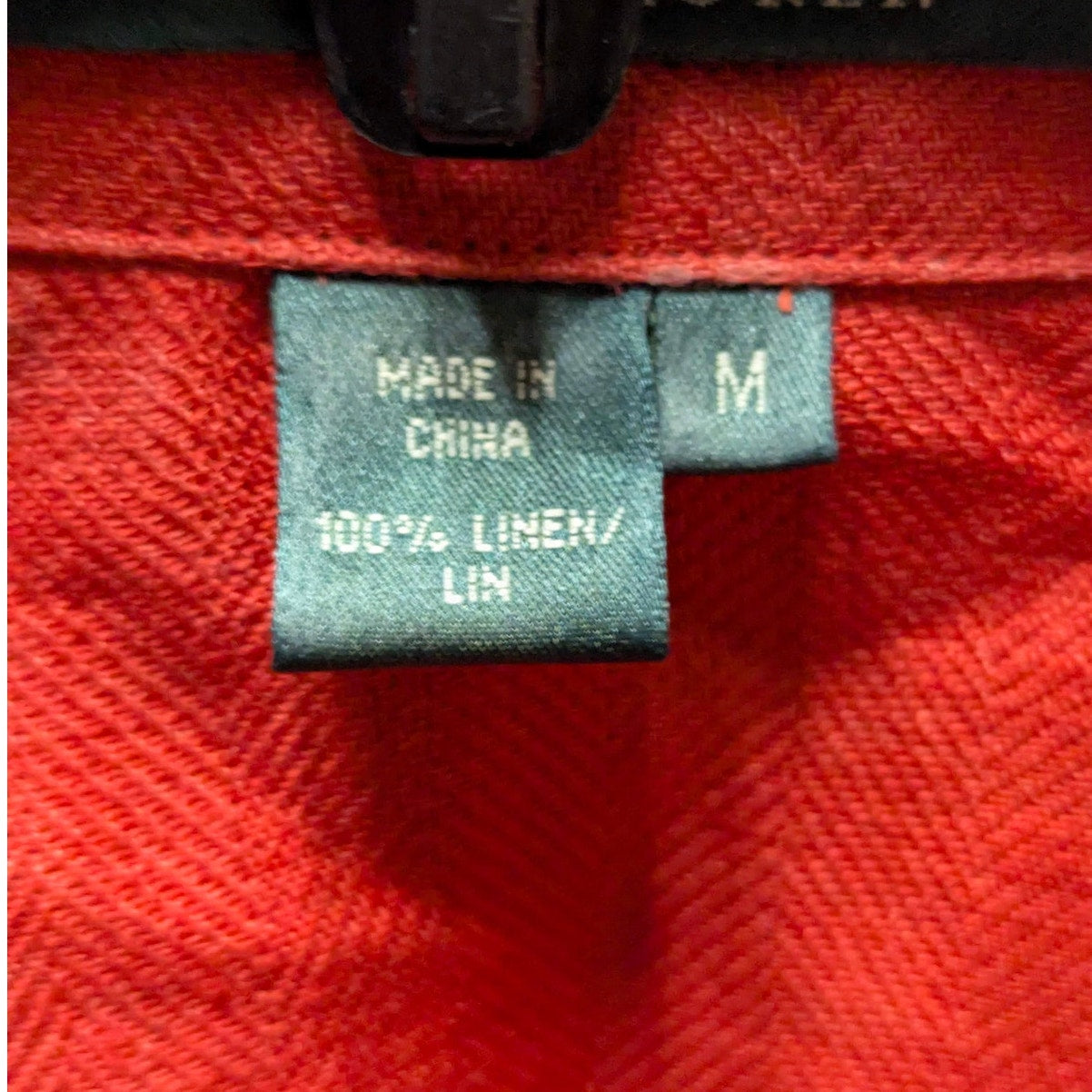 Lauren Ralph Lauren Red Linen Button Down LRL Monogram Preppy Blouse Size Medium