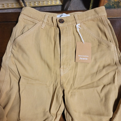 Reformation size 28" x  31" Flare bell bottom wheat jeans pants NEW