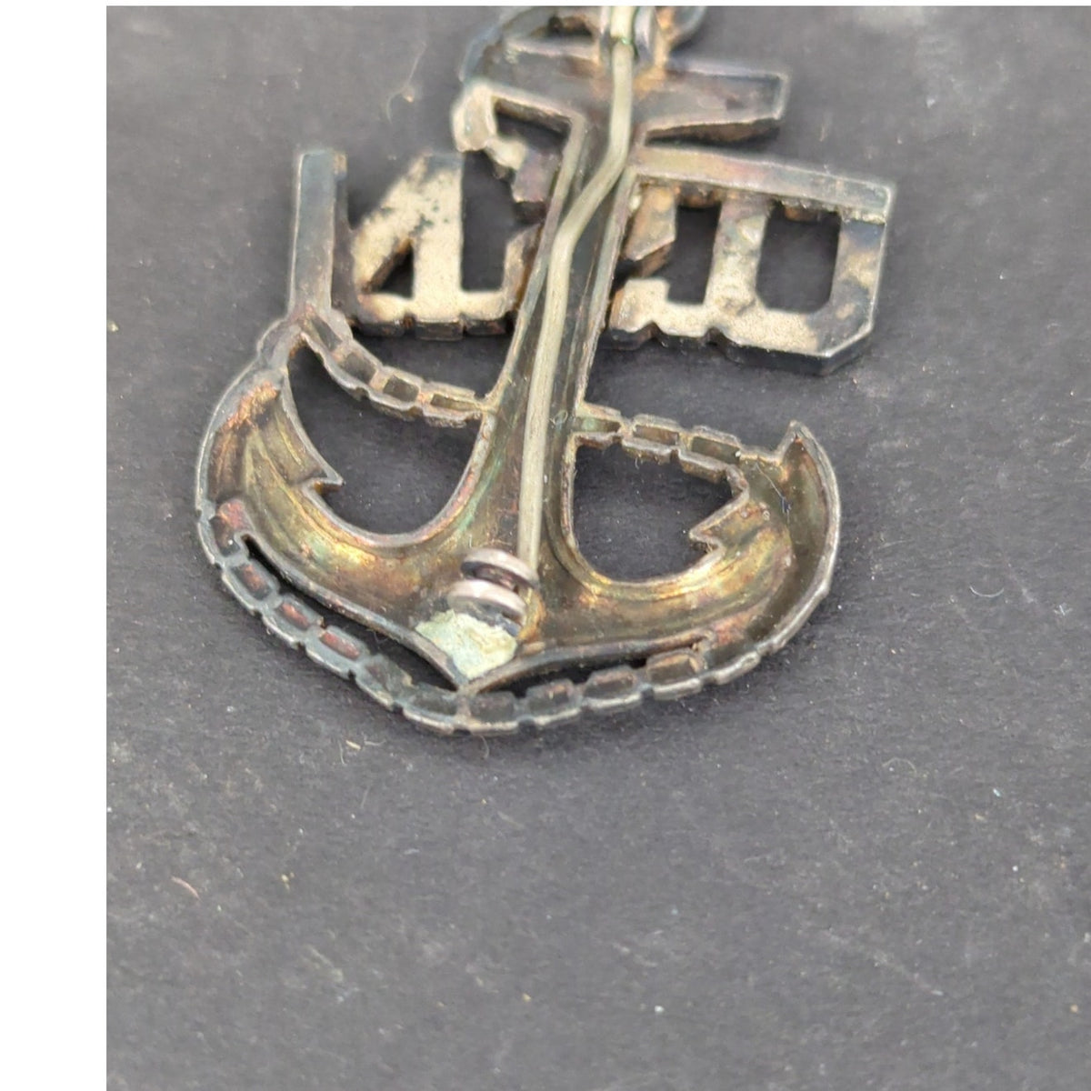 Vintage WWII USN Chief Petty Officer CPO Anchor Pin 1/20 10kt Gold Sterling