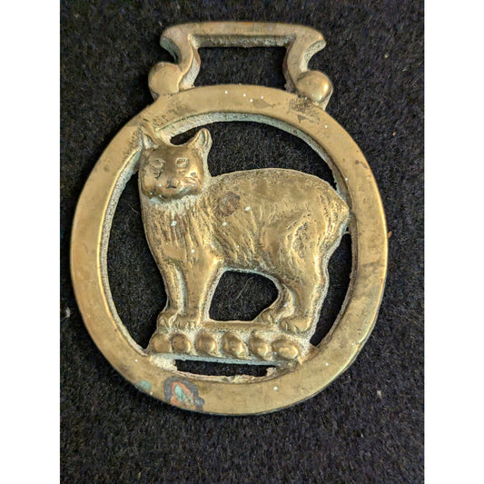 Antique Isle Of Man Manx Cat Horse Brass Harness Medallion Martingale Work Horse