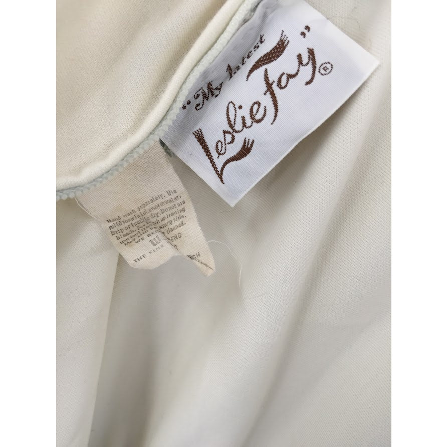 Vintage Leslie Fay Cream Dress Embroidery Maxi Long Sleeve cOTTON bLEND MEDIUM