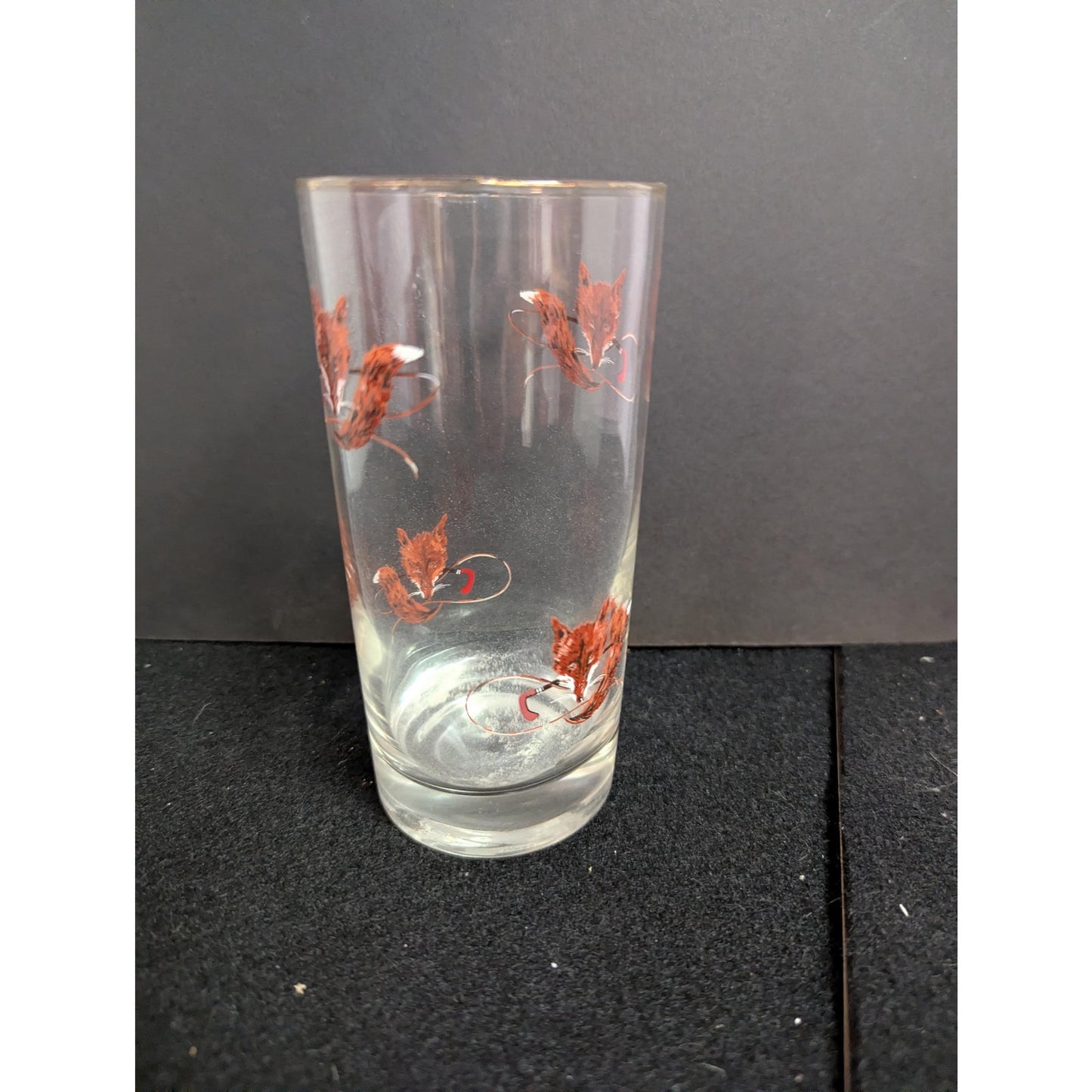 Vintage West Virginia Glass Running Fox Highball Tumbler Glasses Mid-Century 6Pc