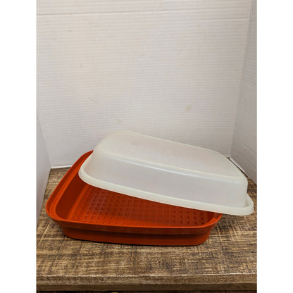 Set of 2 Matching Vintage Tupperware Square Keepers Harvest Orange Paprika