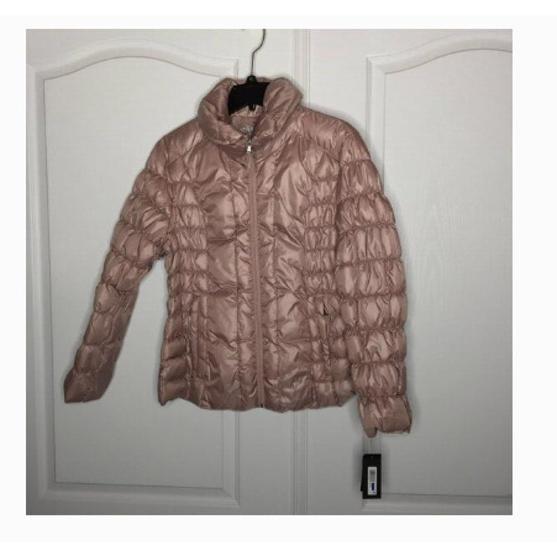 Kenneth Cole New York Quilted Puffer Jacket Long Sleeves Pink Size XLarge