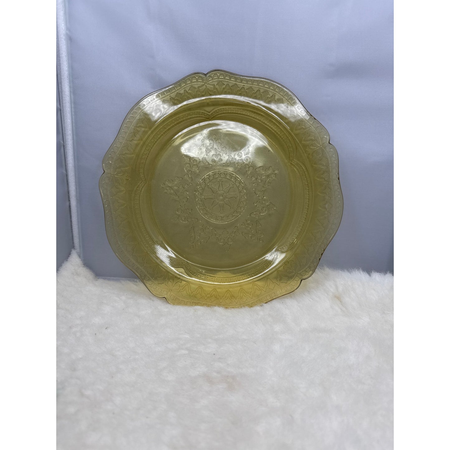 Vintage Federal Glass Patrician Amber Dinner Plate 11" Spoke Pattern Depression
