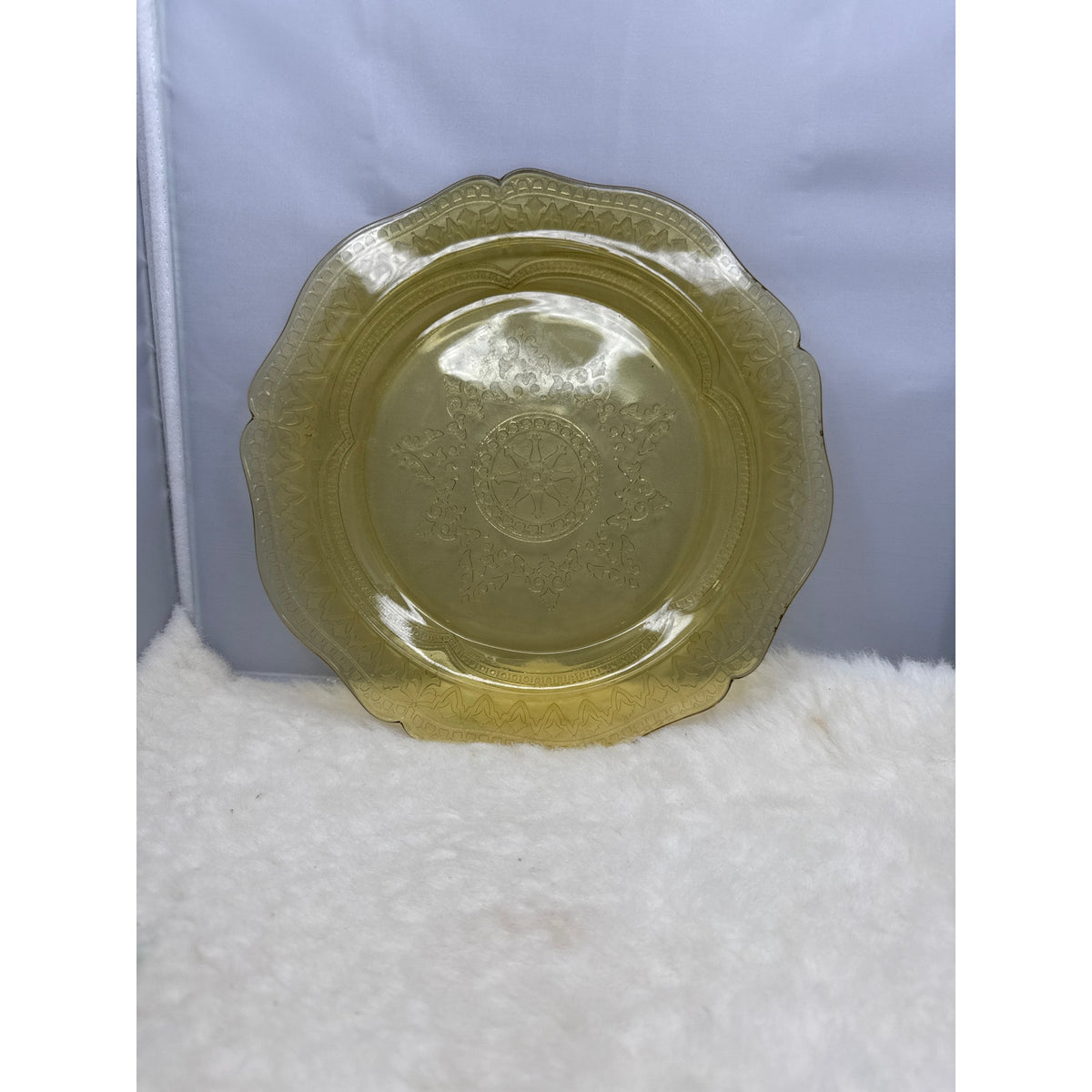 Vintage Federal Glass Patrician Amber Dinner Plate 11" Spoke Pattern Depression