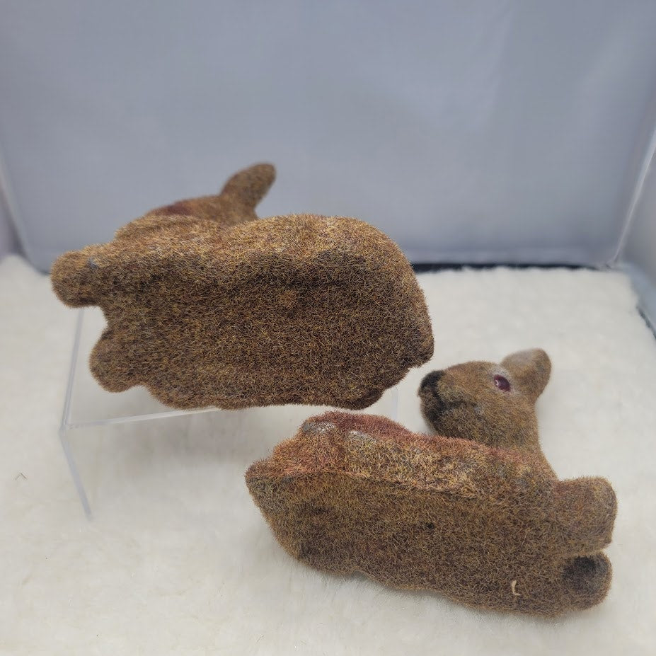 Vintage Mid-Century Flocked Spotted Fawn Figurines - Set of 2 Deer