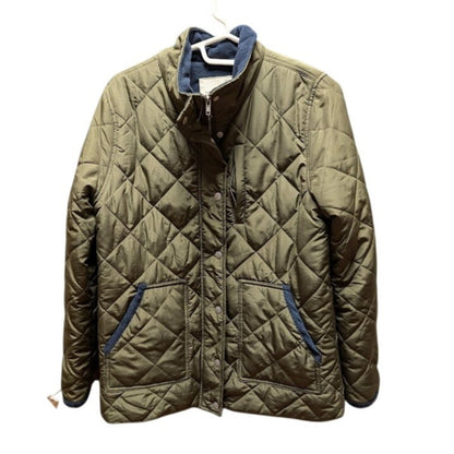 THREAD & SUPPLY Fleece Line Quilted Utility Jacket Size Medium Green Olive Blue