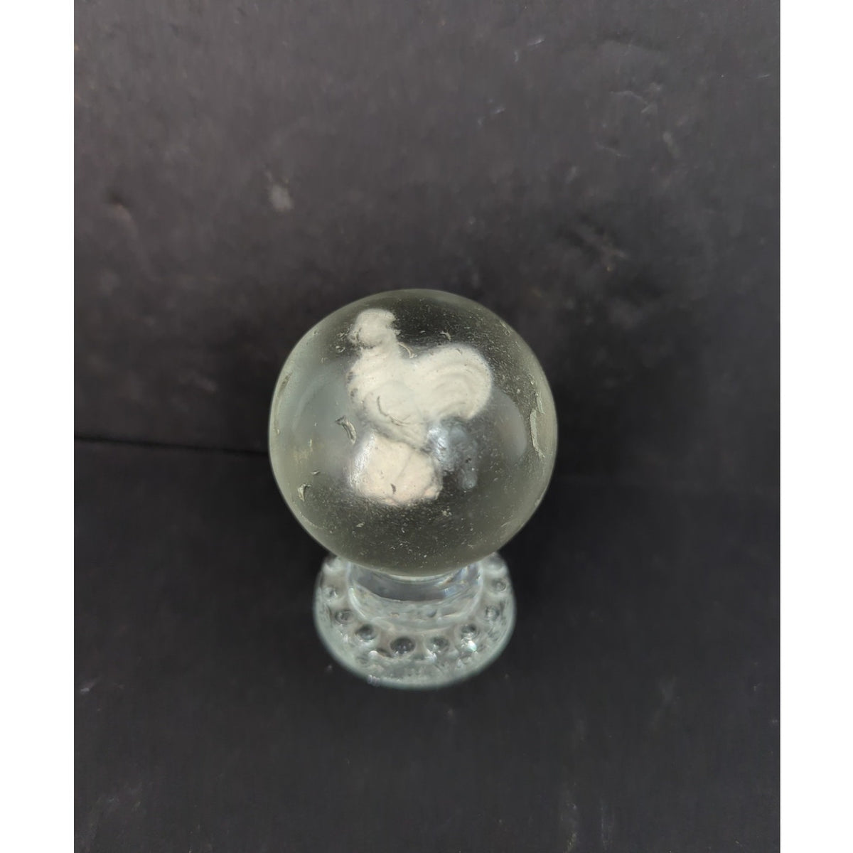 Antique German Handmade Rooster Sulfide Glass Marble Mammoth Giant Shooter 2"