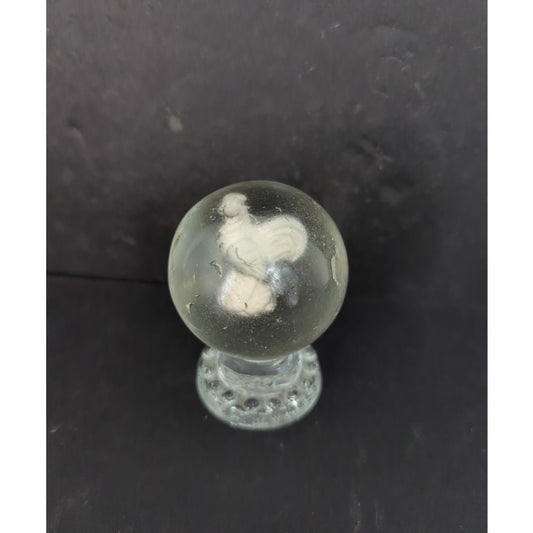 Antique German Handmade Rooster Sulfide Glass Marble Mammoth Giant Shooter 2"