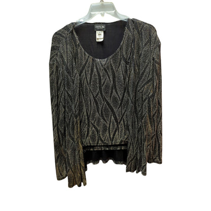 Vintage Onyx Nite Glitter Top Cardigan Set 90s Whimsigoth Metallic Black 2X
