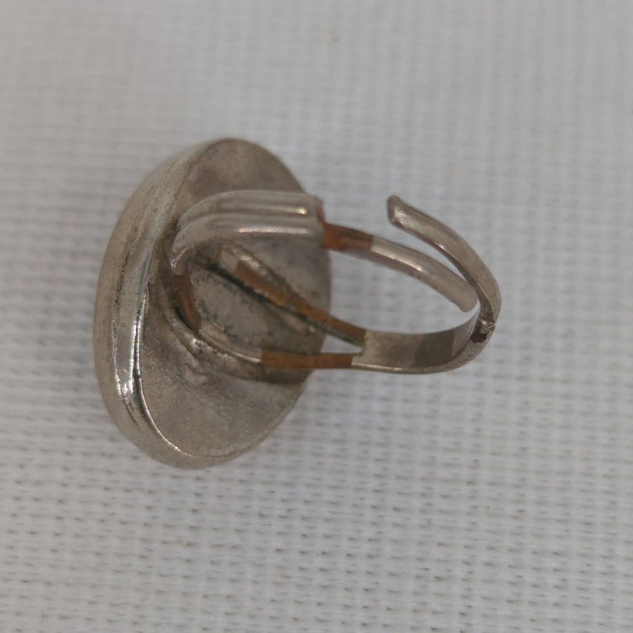 Vintage Silver Tone Chalcedony Oval Ring Boheme Bohemian Minimalist Y2K