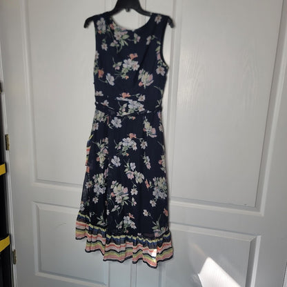NEW Sandra Darren Casual Career Size 12 Multi Floral Faux Wrap Belted Dress