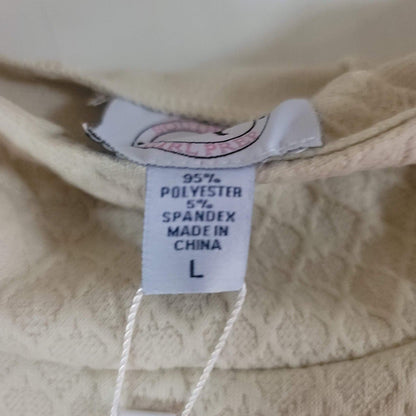 Southern Girl Prep NEW Long Sleeve HOODIE waffle deisgn Pockets Cream LARGE
