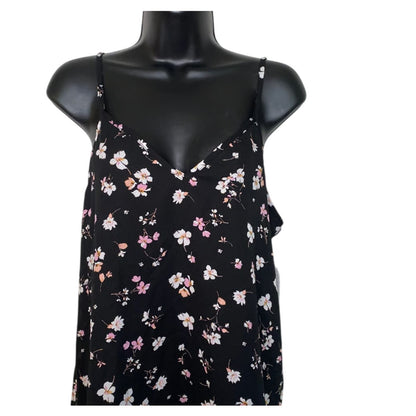 Abound Size SMALL blouse sleeveless casual summer NWT Black Floral tank top