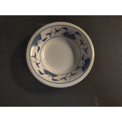 Vintage 4.5" Blue And White Porcelain Miniature Bowl Floral Trinket Dish Taiwan