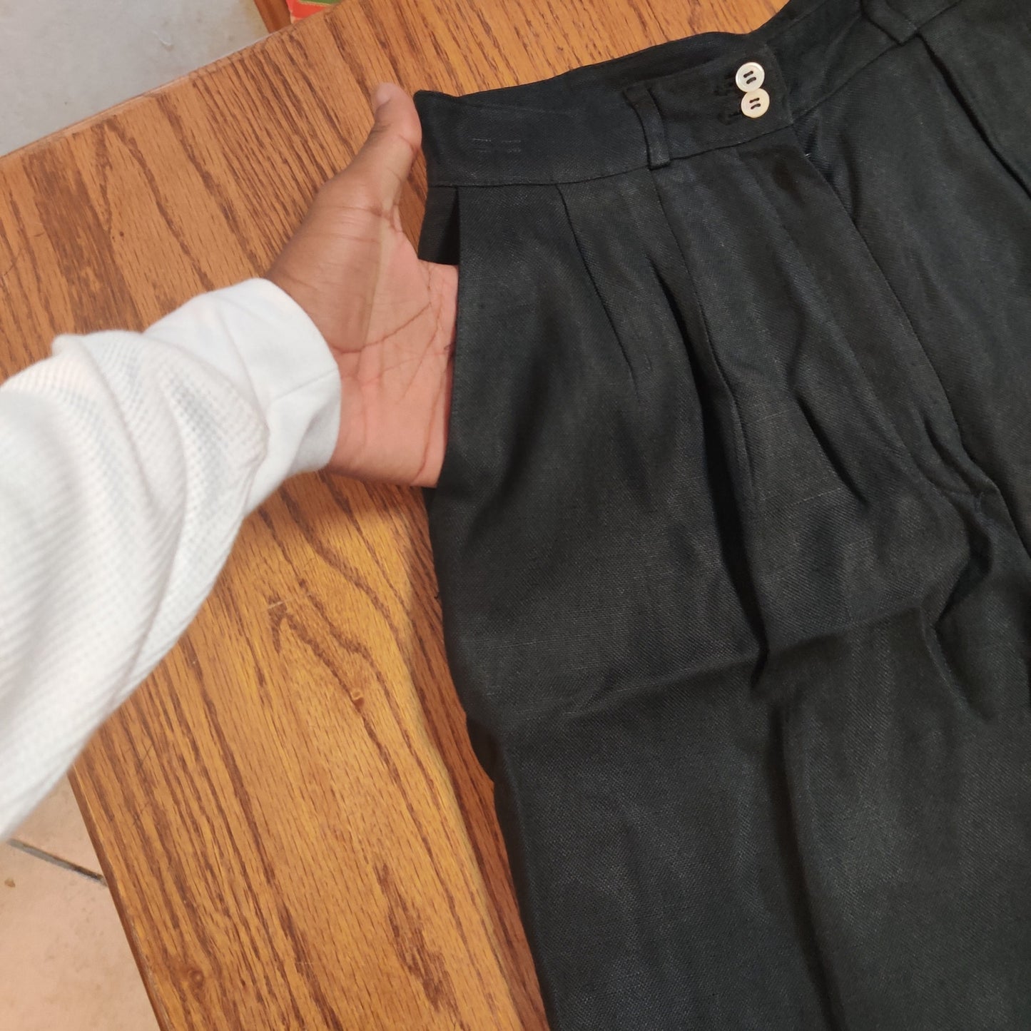 Vintage Liz Claiborne Black Career Pants Straight Leg 8 Petite Lined Trousers