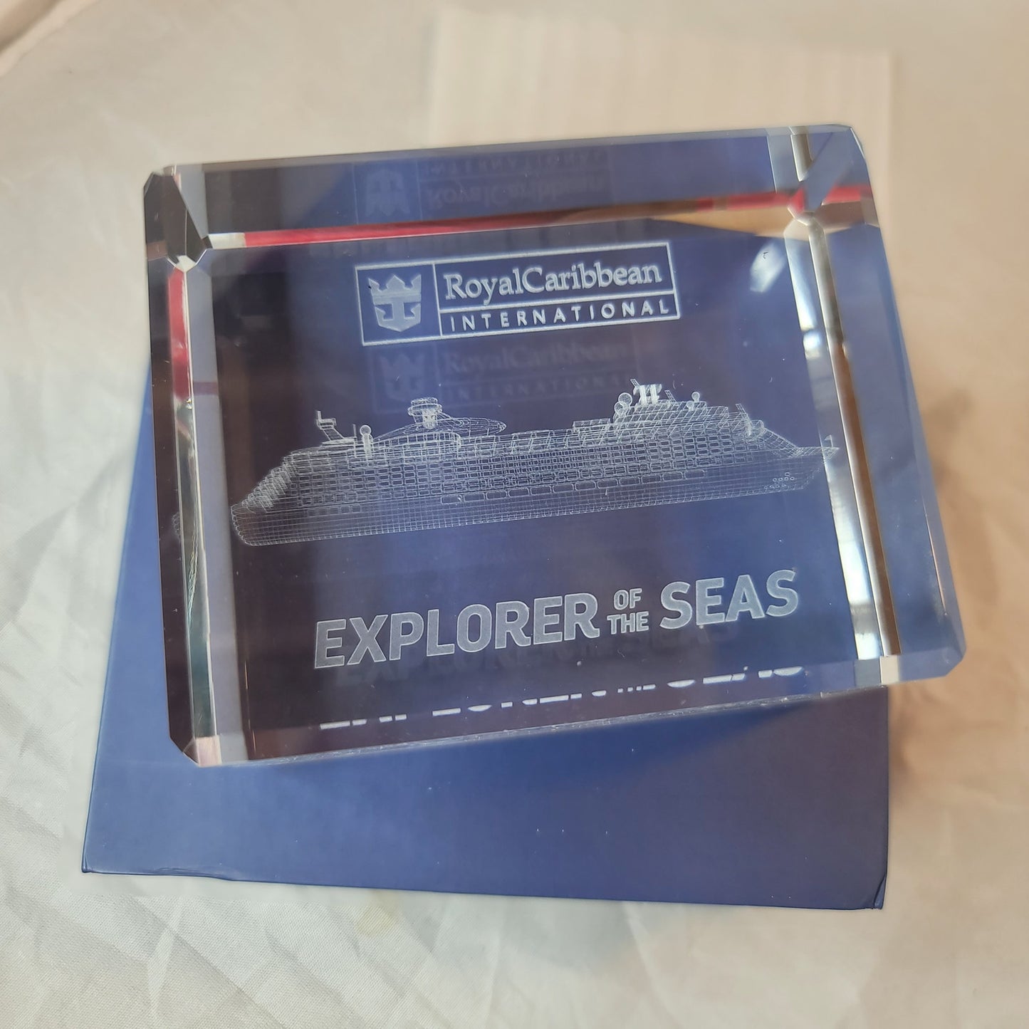 Explorer of the Seas glass block Paperweight Royal Caribbean crystal clear SHIP