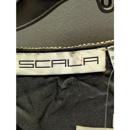 Vintage SCALA Evening black sequin formal top jagged hem 80s XL Handstitch SILK