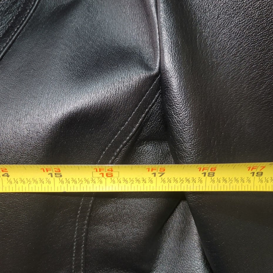 EAST 5TH Vintage Black Leather Jacket Coat Size Large Lined Pockets 3 Button