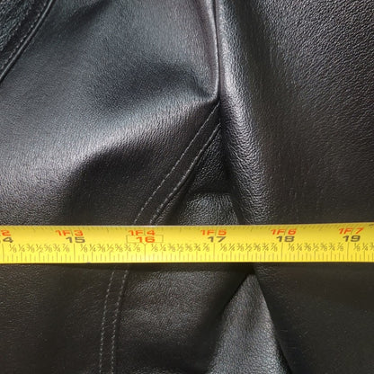 EAST 5TH Vintage Black Leather Jacket Coat Size Large Lined Pockets 3 Button