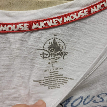Disney Parks Size Large Short Sleeve White Mickey Cotton Faded Preowned