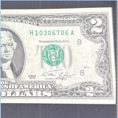 Paper Currency Bank Note USA Paper Money 2$ Series 1976 consecutive see store