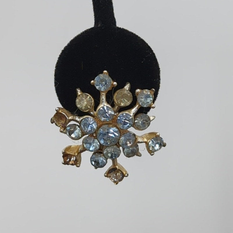 Whimsigoth Ice Blue Rhinestone Snowflake ScrewBack Earrings Coquette Aesthetic