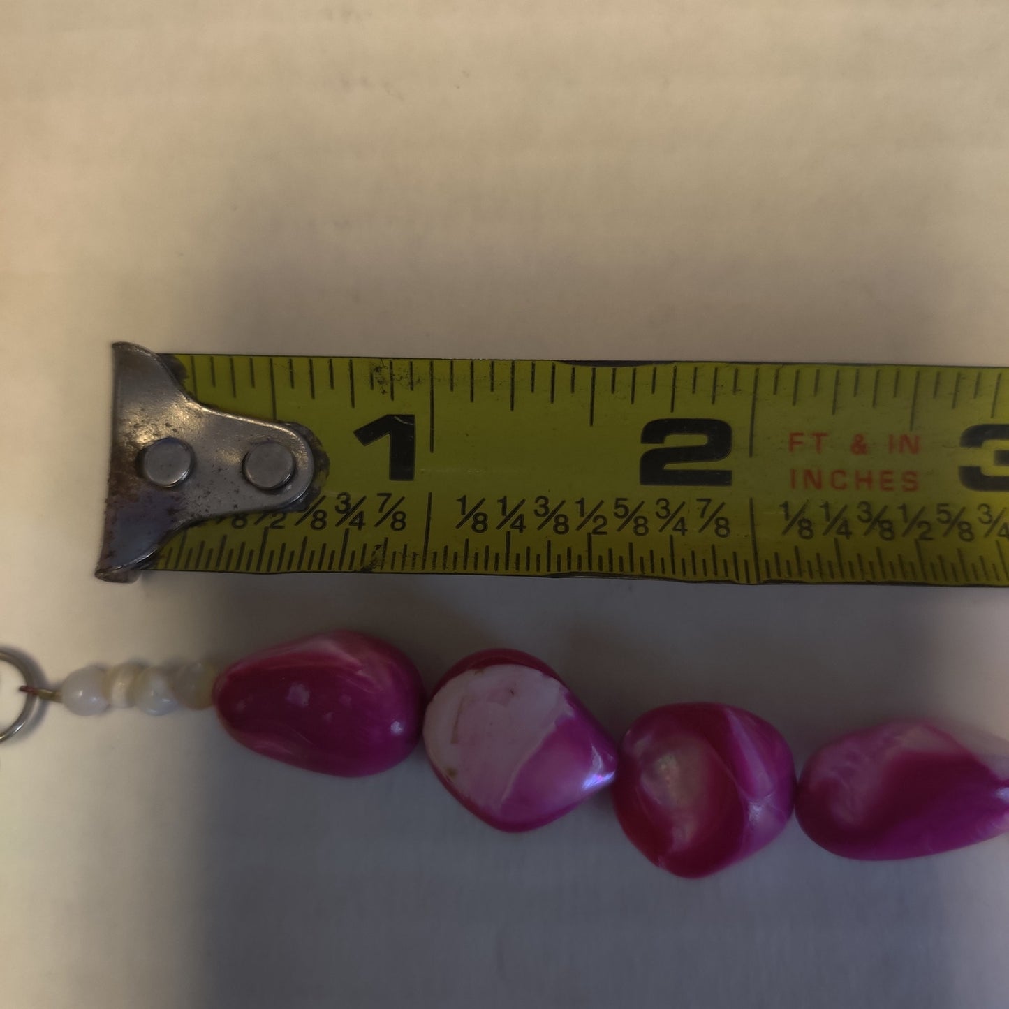 Vintage Acrylic Hot Pink Mother of Pearl Shell Nugget Choker Necklace