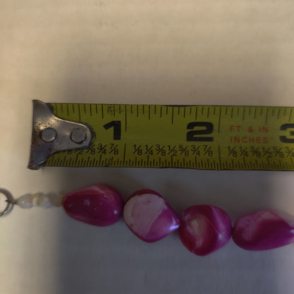 Vintage Acrylic Hot Pink Mother of Pearl Shell Nugget Choker Necklace