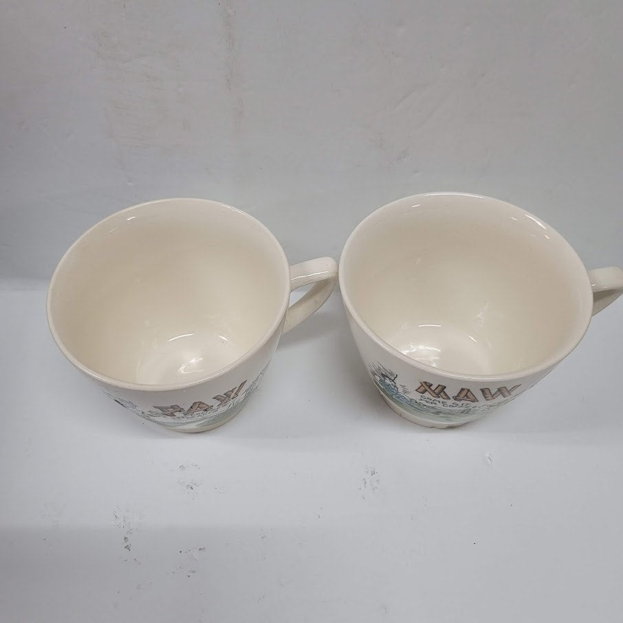 Pair of vintage Japan Maw and Paw Country Hillbilly coffee tea cups mugs large