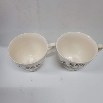 Pair of vintage Japan Maw and Paw Country Hillbilly coffee tea cups mugs large