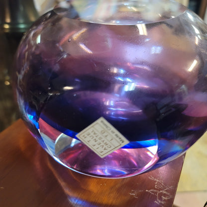 Fifth Avenue Crystal Sommerso Art Glass Vase Purple Blue Gradation 7" High end