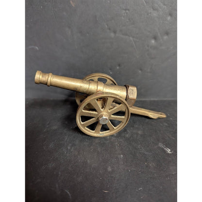 Vintage Parker Brass Toy Cannon Wheels Battlefield Pull behind HEAVY Miniature