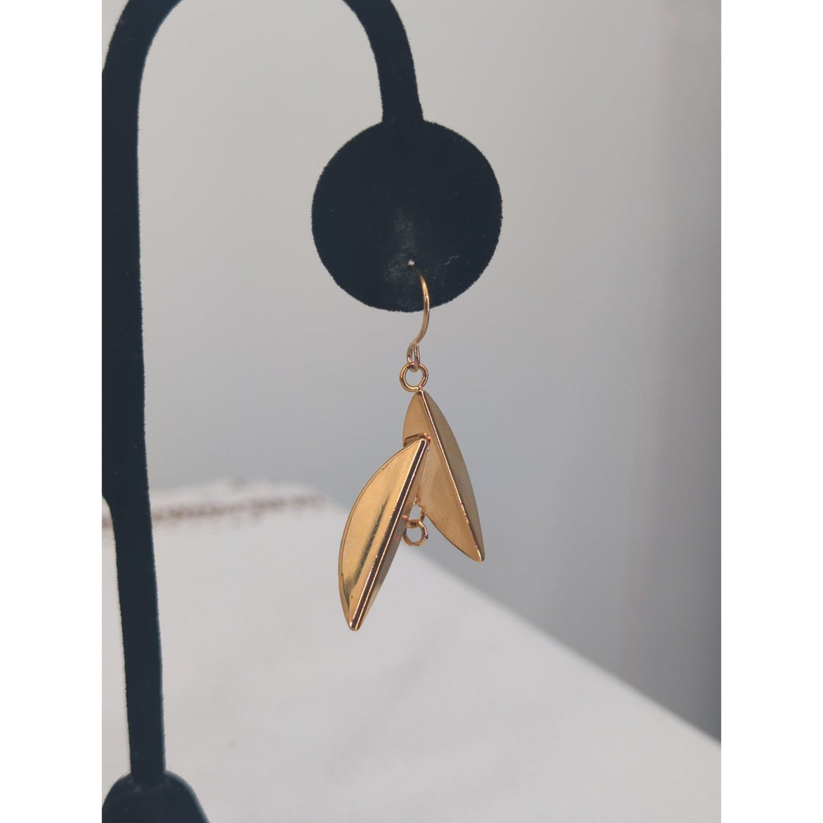 Area Stars 14K Gold Plated Brass Leaf Dangle Earrings Elegant Minimalist