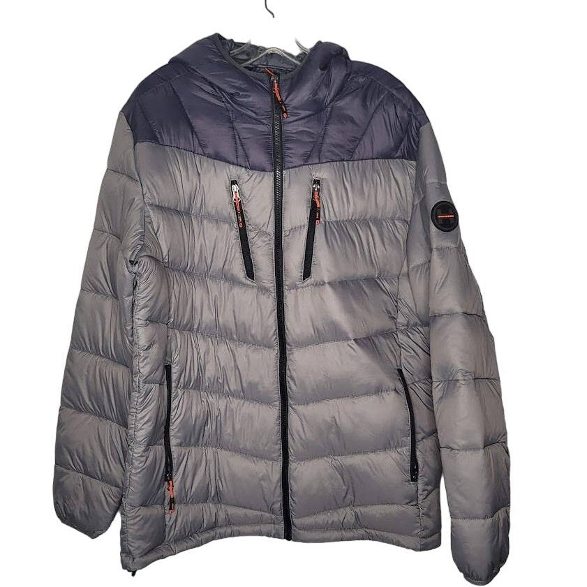 Hawke Co Sport NEW Performance Blue Gray Puffer Large Jacket Coat Full Zip Mens
