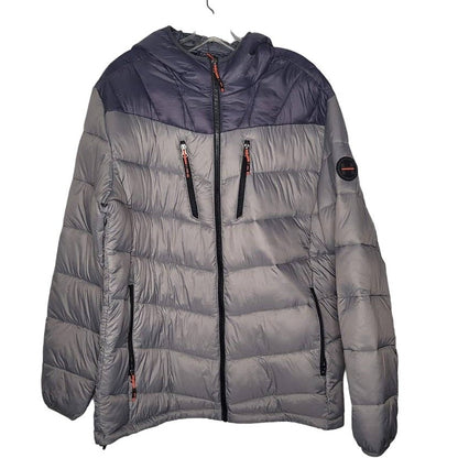 Hawke Co Sport NEW Performance Blue Gray Puffer Large Jacket Coat Full Zip Mens