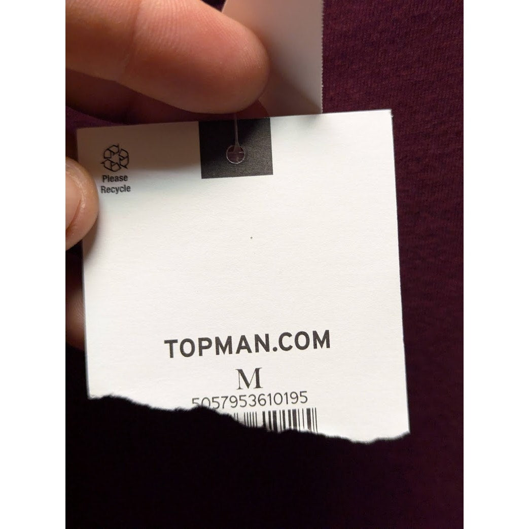 Topman NEW mens tshirt short sleeve burgundy wine crew neck cotton casual