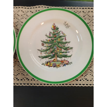 Spode Christmas Tree Dinner Plates Lot 2 Vintage England 10.5"
