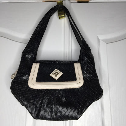 Simply Vera Vera Wang Shoulder Bag Black White basketweave pattern top handle