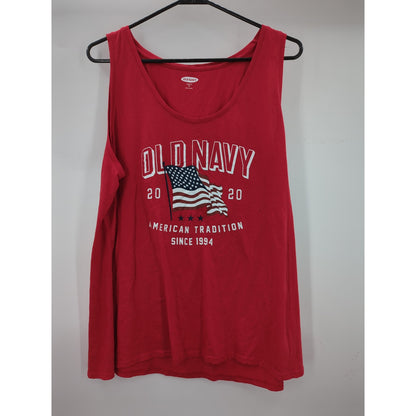 Old Navy Graphic Tank Top Red American Flag XL Slim Fit Womans Casual