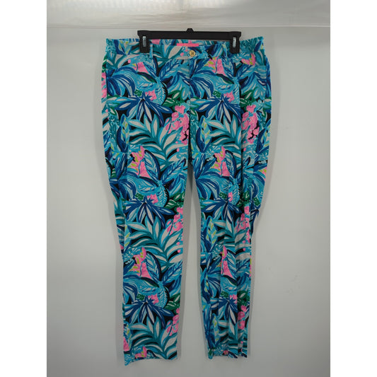 Lilly Pulitzer size 14 Kelly skinny pants in Maldives Green Hype it UP print