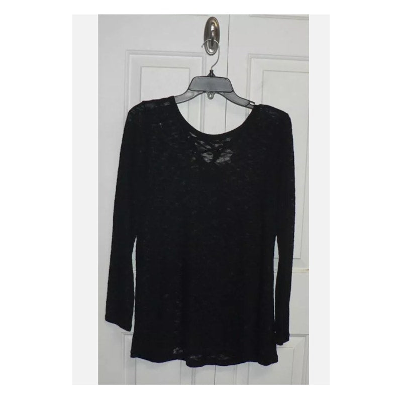 Thyme & Honey Sheer Long Sleeve Lace Up high low Back Black LARGE New Shirt New