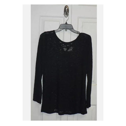 Thyme & Honey Sheer Long Sleeve Lace Up high low Back Black LARGE New Shirt New