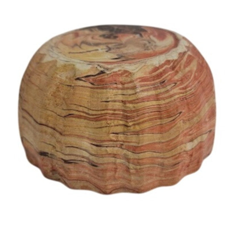 Small Sandstone bowl orange black 4.5" ribbed edge