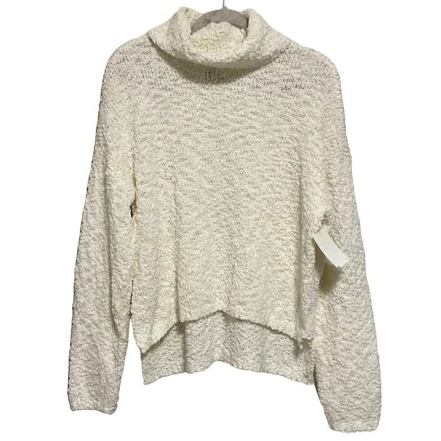 Bobeau Pullover Boucle Popcorn Cowl Neck Sweater Sz LARGE in Winter White NWT